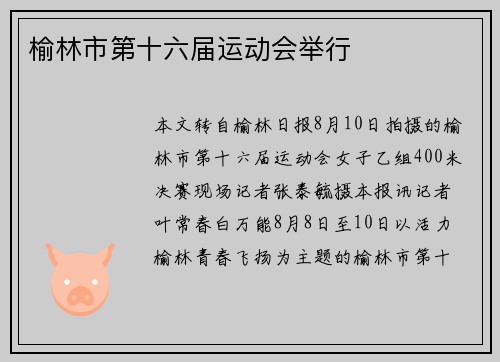 榆林市第十六届运动会举行 榆林市第十六届运动会举行